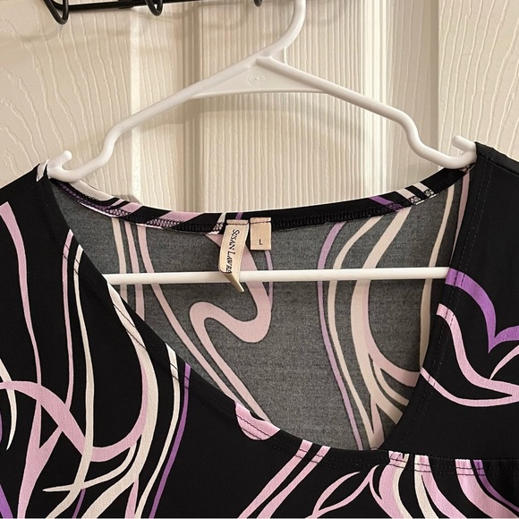 SUSAN LAWRENCE~STYLISH BLACK AND PURPLE~WOMEN’S TOP~LG - Picture 2 of 11
